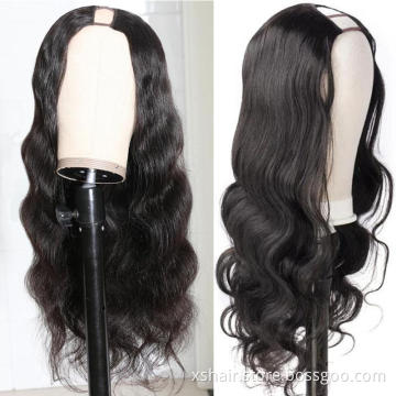 Factory Wholesale 180 Density Human Hair Wigs U Part No Lace Human Hair Wigs for Black Women